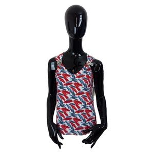 Juniper + Lime Womens Small Sleeveless Top Red White Blue